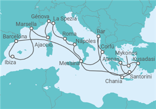 Itinerario del Crucero Lo Mejor del Mediterráneo - Princess Cruises