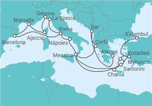 Itinerario del Crucero Lo Mejor del Mediterráneo - Princess Cruises