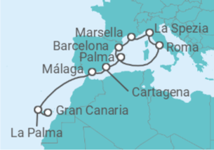 Itinerario del Crucero Desde Palma de Mallorca a Las Palmas de Gran Canaria - AIDA