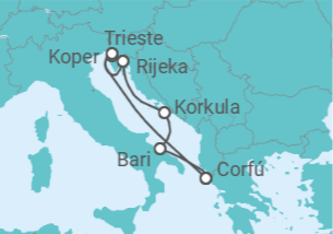 Itinerario del Crucero Mar Adriático desde Corfú II - AIDA