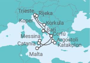 Itinerario del Crucero Malta, Italia, Grecia, Eslovenia - AIDA