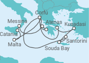 Itinerario del Crucero Grecia e Islas Mediterráneas desde Corfú I - AIDA