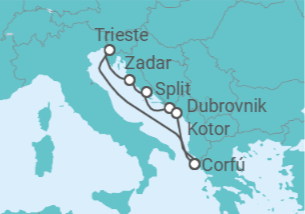 Itinerario del Crucero Italia, Croacia, Montenegro - AIDA