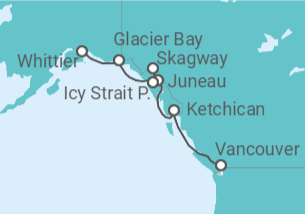 Itinerario del Crucero Alaska: glaciares, Skagway, Juneau y Ketchikan - NCL Norwegian Cruise Line