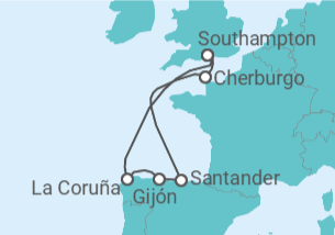 Itinerario del Crucero España, Francia - Cunard