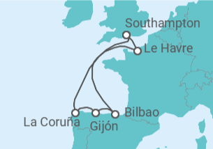 Itinerario del Crucero España y Francia - Cunard