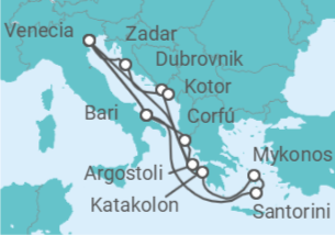 Itinerario del Crucero Italia, Grecia, Croacia y Montenegro - Costa Cruceros