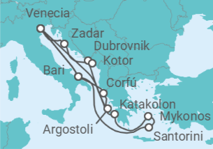 Itinerario del Crucero Italia, Grecia, Croacia y Montenegro - Costa Cruceros