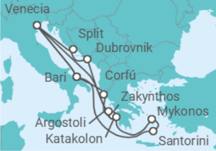 Itinerario del Crucero Italia, Grecia y Croacia - Costa Cruceros