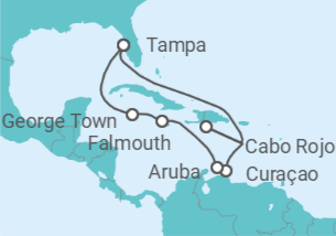 Itinerario del Crucero El Caribe: Curazao, Aruba y  República Dominicana - NCL Norwegian Cruise Line
