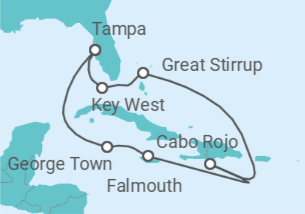 Itinerario del Crucero Bahamas, Great Stirrup Cay y Cayo Hueso  - NCL Norwegian Cruise Line