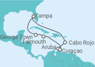 Itinerario del Crucero El Caribe: Curazao, Aruba y  República Dominicana - NCL Norwegian Cruise Line