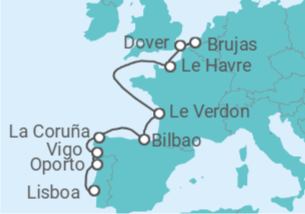 Itinerario del Crucero Portugal, España, Francia, Bélgica - Carnival Cruise Line
