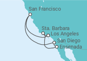 Itinerario del Crucero Costa clásica de California - Princess Cruises