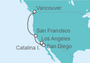 Itinerario del Crucero Región Vinícola del Pacífico - Princess Cruises