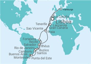 Itinerario del Crucero El largo receso invernal de Brasil por el Carnaval - AIDA