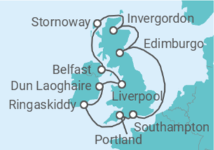 Itinerario del Crucero Reino Unido - NCL Norwegian Cruise Line