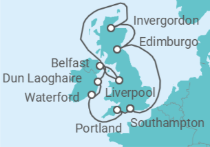 Itinerario del Crucero Reino Unido - NCL Norwegian Cruise Line