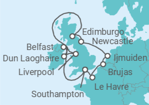 Itinerario del Crucero Reino Unido, Holanda, Bélgica, Francia - NCL Norwegian Cruise Line
