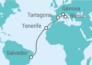 Itinerario del Crucero Desde Roma a Salvador de Bahía - MSC Cruceros