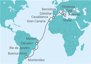 Itinerario del Crucero Desde Livorno a Buenos Aires - MSC Cruceros