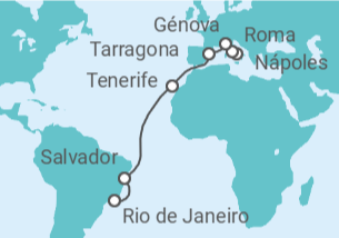 Itinerario del Crucero Desde Nápoles a Río de Janeiro - MSC Cruceros