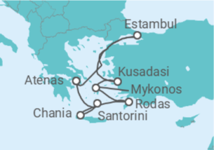 Itinerario del Crucero Delicias de Estambul y sueños de Santorini - Virgin Voyages