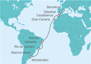 Itinerario del Crucero Desde Barcelona a Buenos Aires - MSC Cruceros