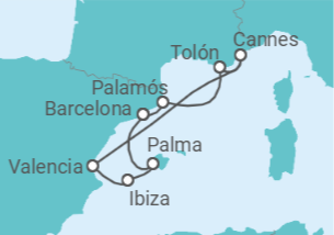 Itinerario del Crucero Riviera de Cannes y bahía de las Baleares - Silversea
