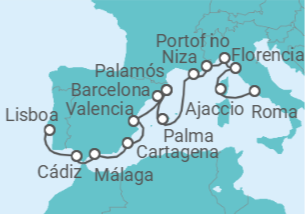 Itinerario del Crucero Ciudades históricas del Mediterráneo - Silversea