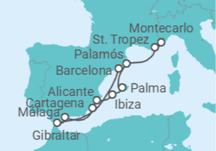Itinerario del Crucero Palacios moriscos y pasión andaluza - Silversea