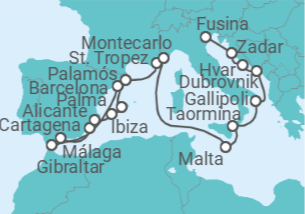 Itinerario del Crucero Aventura mediterránea - Silversea