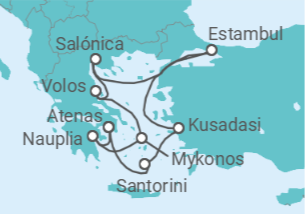 Itinerario del Crucero Navegando por el famoso estrecho de los Dardanelos - Silversea
