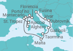 Itinerario del Crucero Tesoros del Renacimiento toscano - Silversea