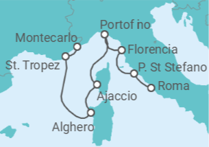 Itinerario del Crucero Aguas cristalinas de Cerdeña y Córcega - Silversea