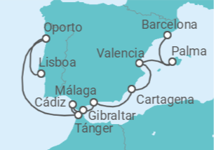Itinerario del Crucero Arte colorido y arquitectura vanguardista  - Silversea