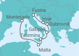Itinerario del Crucero Las islas más elegantes del Mediterráneo - Silversea
