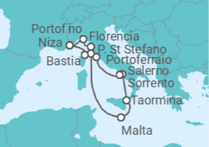 Itinerario del Crucero Magia mediterránea - Silversea