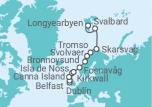 Itinerario del Crucero Los majestuosos paisajes del norte de Europa - Silversea
