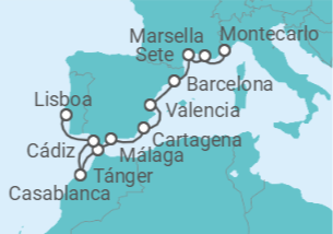 Itinerario del Crucero Mercados provenzales y zocos marroquíes - Silversea