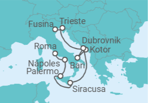 Itinerario del Crucero Placeres del Adriático y el Mediterráneo occidental - Silversea