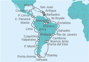 Itinerario del Crucero Gran Sudamérica 2028 - Silversea