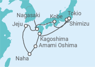 Itinerario del Crucero La belleza del sur de Japón - Silversea