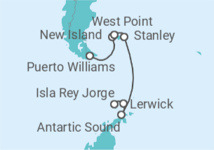 Itinerario del Crucero Expedición a las remotas islas Malvinas - Silversea