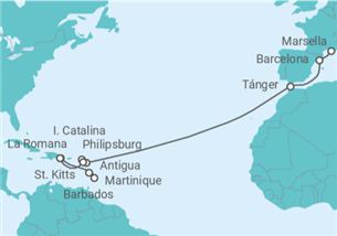 Itinerario del Crucero Desde Marsella a Fort de France - MSC Cruceros