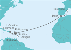 Itinerario del Crucero Desde Barcelona a Bridgetown - MSC Cruceros