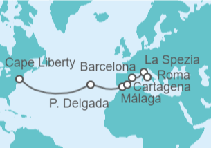 Itinerario del Crucero España e Italia transatlánticas - Royal Caribbean