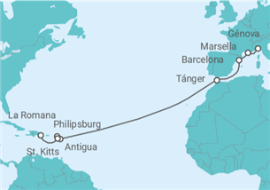 Itinerario del Crucero Desde Génova a La Romana - MSC Cruceros