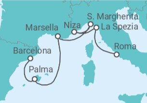 Itinerario del Crucero Italia, España y la Riviera Francesa - Royal Caribbean