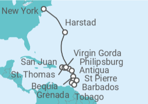 Itinerario del Crucero Desde Nueva York a Bridgetown - Azamara